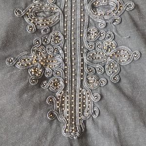 Free People beaded black mineral wash swing dress